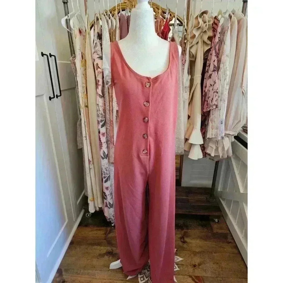 Streetwear Society Women's M Rose Pink Casual Wide Leg Jumpsuit Spring/Summer - Picture 1 of 9